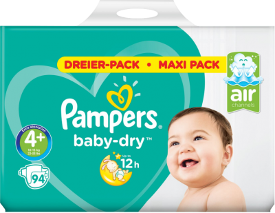 Pampers - Baby-Dry Maxi+ - Maxi Pack mit 94 Windeln - Größe 4+